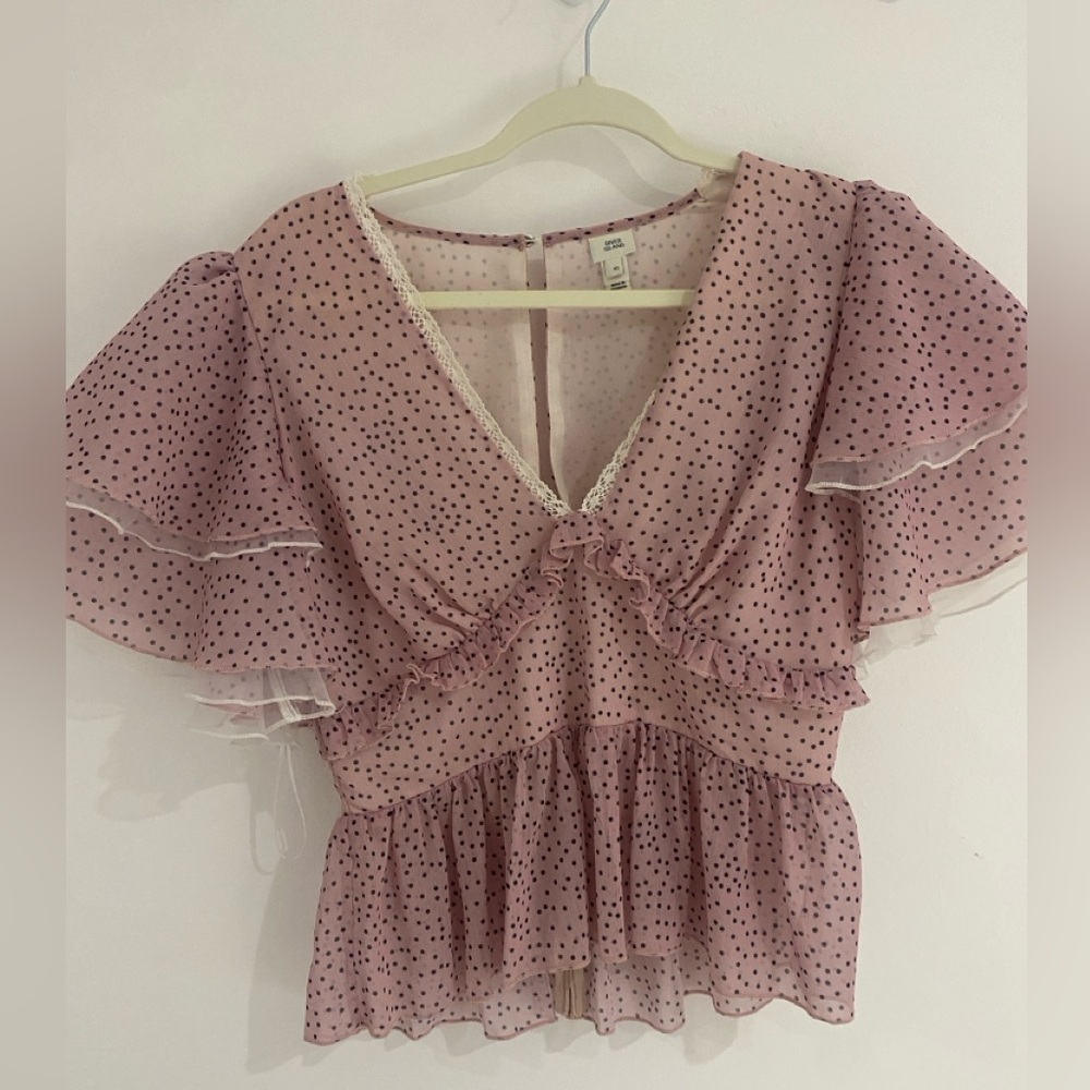 River Island Pink Polka Dot Blouse